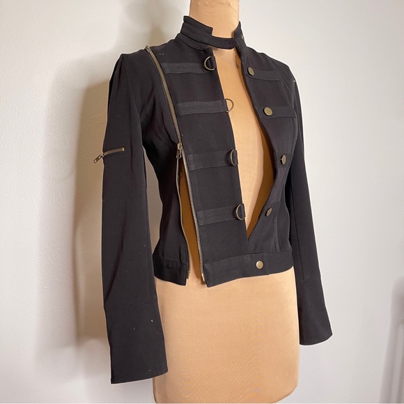 Walter Jackets & Blazers - Walter Military Utility Jacket Size 4 S Funnel Neck Zip Front Stretch Statement